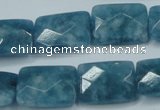 CEQ234 15.5 inches 15*20mm faceted rectangle blue sponge quartz beads