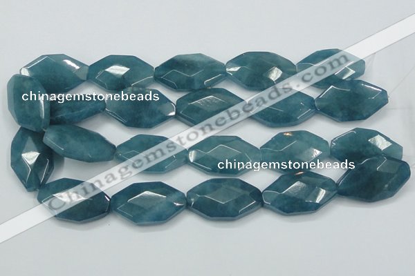 CEQ248 15.5 inches 20*35mm faceted octagonal blue sponge quartz beads