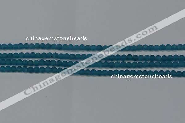 CEQ265 15.5 inches 4mm round matte blue sponge quartz beads