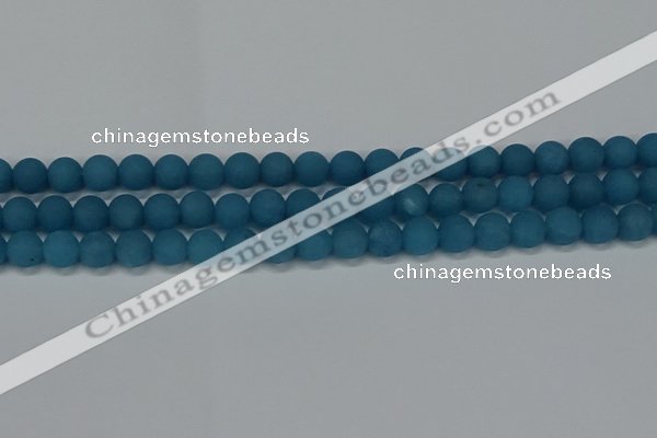 CEQ267 15.5 inches 8mm round matte blue sponge quartz beads