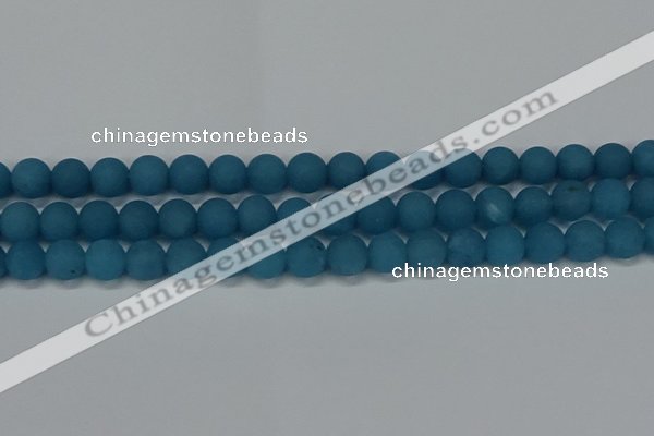 CEQ268 15.5 inches 10mm round matte blue sponge quartz beads