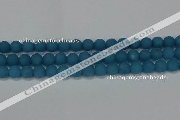 CEQ269 15.5 inches 12mm round matte blue sponge quartz beads