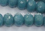 CEQ37 15.5 inches 12*16mm faceted rondelle blue sponge quartz beads