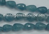 CEQ50 15.5 inches 8*12mm faceted teardrop blue sponge quartz beads