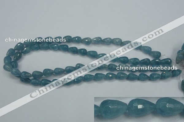 CEQ50 15.5 inches 8*12mm faceted teardrop blue sponge quartz beads