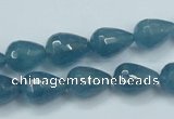 CEQ51 15.5 inches 10*14mm faceted teardrop blue sponge quartz beads