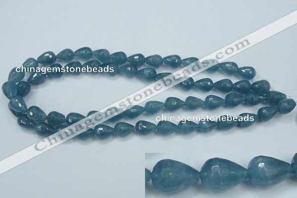 CEQ51 15.5 inches 10*14mm faceted teardrop blue sponge quartz beads