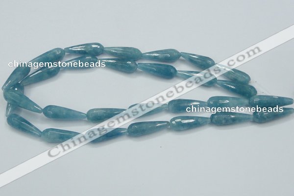 CEQ55 15.5 inches 10*30mm faceted teardrop blue sponge quartz beads