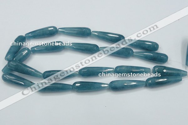 CEQ56 15.5 inches 12*40mm faceted teardrop blue sponge quartz beads