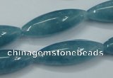 CEQ67 15.5 inches 10*30mm rice blue sponge quartz beads