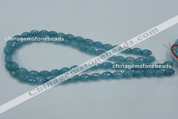 CEQ71 15.5 inches 8*12mm faceted rice blue sponge quartz beads