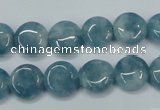 CEQ93 15.5 inches 12mm flat round blue sponge quartz beads