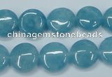 CEQ94 15.5 inches 14mm flat round blue sponge quartz beads