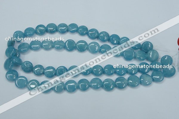 CEQ94 15.5 inches 14mm flat round blue sponge quartz beads