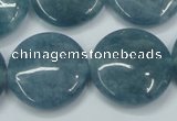 CEQ98 15.5 inches 25mm flat round blue sponge quartz beads