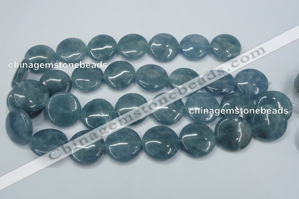 CEQ98 15.5 inches 25mm flat round blue sponge quartz beads