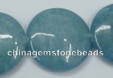 CEQ99 15.5 inches 30mm flat round blue sponge quartz beads