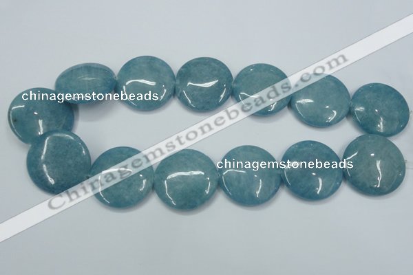 CEQ99 15.5 inches 30mm flat round blue sponge quartz beads