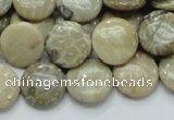 CFA07 15.5 inches 15mm flat round chrysanthemum agate gemstone beads