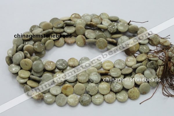 CFA07 15.5 inches 15mm flat round chrysanthemum agate gemstone beads