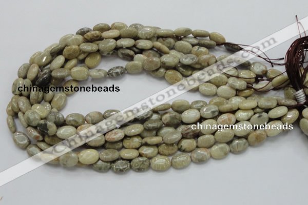 CFA09 15.5 inches 10*14mm oval chrysanthemum agate gemstone beads