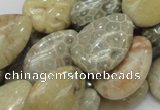 CFA15 15.5 inches 18*25mm flat teardrop chrysanthemum agate beads