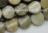 CFA19 15.5 inches 15mm twisted coin chrysanthemum agate beads