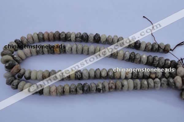 CFA211 15.5 inches 6*12mm faceted rondelle chrysanthemum agate beads