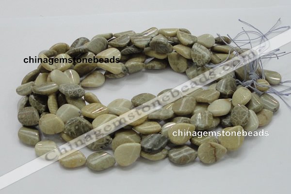 CFA23 15.5 inches 15*20mm twisted teardrop chrysanthemum agate beads