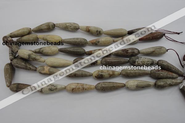 CFA232 15.5 inches 10*30mm teardrop chrysanthemum agate beads