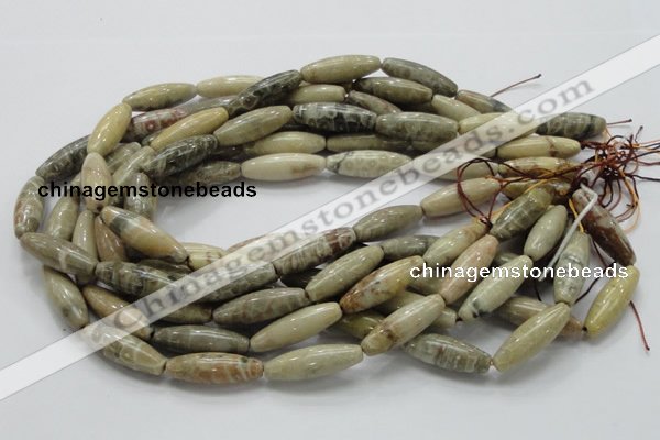 CFA24 15.5 inches 10*30mm rice chrysanthemum agate gemstone beads