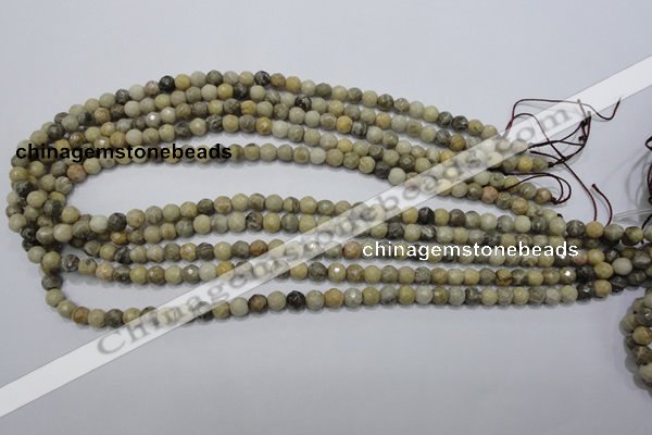 CFA28 15.5 inches 6mm faceted round chrysanthemum agate gemstone beads