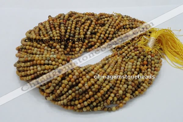 CFA30 15.5 inches 4mm round yellow chrysanthemum agate beads