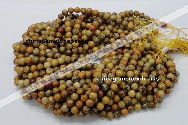 CFA32 15.5 inches 8mm round yellow chrysanthemum agate beads