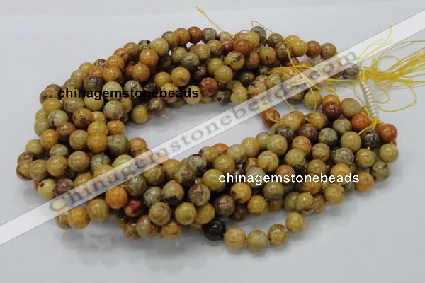 CFA33 15.5 inches 10mm round yellow chrysanthemum agate beads