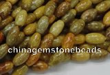 CFA35 15.5 inches 6*10mm rice yellow chrysanthemum agate beads