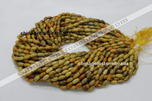 CFA35 15.5 inches 6*10mm rice yellow chrysanthemum agate beads