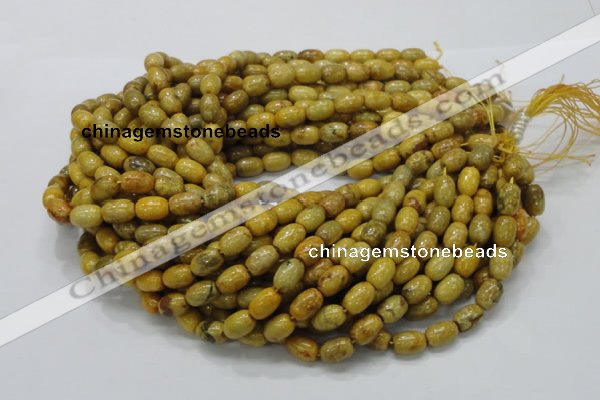 CFA36 15.5 inches 8*12mm rice yellow chrysanthemum agate beads