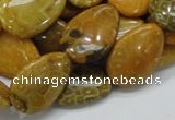 CFA38 15.5 inches 18*25mm flat teardrop yellow chrysanthemum agate beads