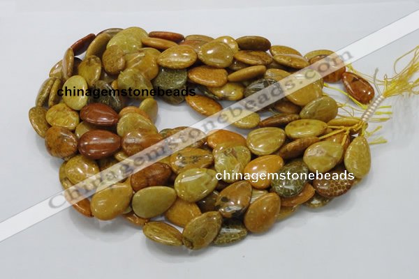 CFA38 15.5 inches 18*25mm flat teardrop yellow chrysanthemum agate beads