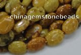 CFA46 15.5 inches 10*14mm oval yellow chrysanthemum agate beads