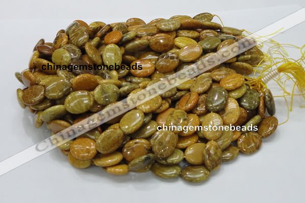 CFA47 15.5 inches 15*20mm oval yellow chrysanthemum agate beads