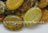 CFA48 15.5 inches 18*25mm oval yellow chrysanthemum agate beads