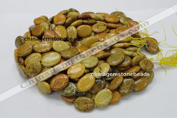 CFA48 15.5 inches 18*25mm oval yellow chrysanthemum agate beads