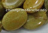 CFA49 15.5 inches 22*30mm oval yellow chrysanthemum agate beads