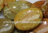 CFA50 15.5 inches 30*40mm oval yellow chrysanthemum agate beads