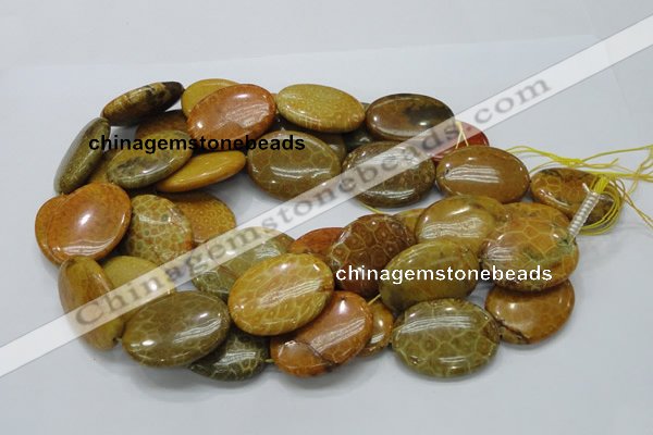 CFA50 15.5 inches 30*40mm oval yellow chrysanthemum agate beads