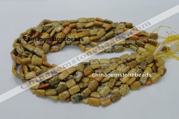 CFA51 15.5 inches 8*12mm rectangle yellow chrysanthemum agate beads