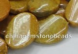 CFA60 15.5 inches 22*30mm twisted oval yellow chrysanthemum agate