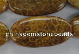 CFA61 15.5 inches 20*40mm oval yellow chrysanthemum agate beads